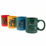 HARRY POTTER HOUSES SET OF 4 ESPRESSO MINI COFFEE MUGS CUPS NEW IN GIFT BOX