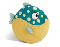 NICI Coussin de voyage Poisson-ballon Volker 28cm - Coussin moelleux pour filles, garçons & bébés, Coussin rond en peluche avec ruban flexible en peluche - 49797