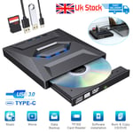 USB External DVD RW CD Writer Drive Burner Reader For Laptop PC Windows 7 8 10