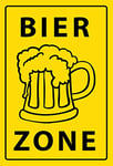 Schatzmix Plaque décorative en métal avec Inscription « Bier Zone » 20 x 30 cm Jaune