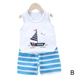 Childrens Short Sleeved Suit Fashion T Shirt Shorts Soft Blue 100cm