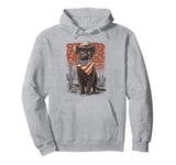 Black Cat in Cowboy Boots Pullover Hoodie