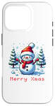 iPhone 16 Pro 8-Bit Pixel Art Style Snowman Winter Xmas Scene Case