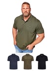 BadRhino Big & Tall Black/Navy Blue/Khaki Green 3 Pack Core Polo Shirts - Men's - Plus Size Curve