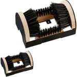 Relaxdays - Brosse à chaussure, lot de 2, tout autour, gratte-bottes, pour l'extérieur, poils robustes, fixation au sol, noir/nature