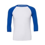 Bella Canvas Unisex 3/4 Sleeve Baseball Tee - T-shirt - White/True Royal - S