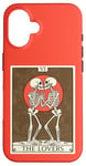 Coque pour iPhone 16 Carte de tarot The Lovers - Squelette Romance Love Kisses