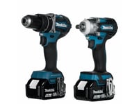 Makita Combo 18V Dtw300+Dhp484 3*5.0Ah Sats För Elverktyg