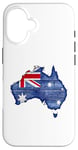 iPhone 16 Australia Down Under Wooden Australian Flag Map Gift Case