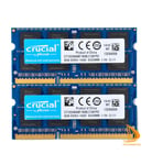 Crucial 2x 8GB 2Rx8 PC3-12800S DDR3-1600Mhz SODIMM Laptop Memory RAM 204Pin #BNM