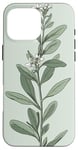 iPhone 16 Pro Max Leaves Botanical Plant Line Art Sage Green Wildflower Floral Case