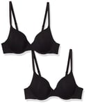 Amazon Essentials Soutien-Gorge T-Shirt Confortable à Armature Femme, Lot de 2, Noir, 80F