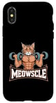 Coque pour iPhone X/XS Meowscle Gym Cat T-shirt d'entraînement amusant pour les amoureux des chats