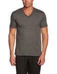 Urban Classics Men's Melange V-Neck Tee Long Sleeve Top, Black (Black), (Size: Small)