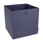 Bigso Box of Sweden Cube Storage Unit for Shelf or Closet - Large Storage Box for Clothes, Toys, Office Supplies, etc. - Foldable Polyester and Cardboard Storage Basket - Blue