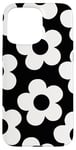 iPhone 15 Pro Max Cute Black White Aesthetic Flowers Floral Retro Daisy Women Case