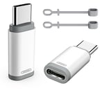 TiMOVO Adaptateur Lightning vers USB C, 2 Pack Adaptateur USB C vers Lightning avec Boucle Antiperte, Charge et Synchronisation pour i-Phone 15/16 Pro Max Plus, iPad Pro/Air, Pas pour Audio/OTG, Blanc