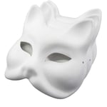 Katt Mask Vit Katt Mask Blank DIY Halloween Mask Djur Halvmask Maskerad B