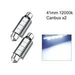 C5W Canbus 41mm 42mm 12000k Led spollampor SV8.5 2-pack 41mm Kallvit 2-pack