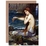 Wee Blue Coo JOHN WILLIAM WATERHOUSE MERMAID OLD MASTER PAINTING BLANK GREETINGS CARD