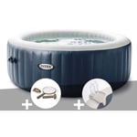 Kit spa gonflable Intex PureSpa Blue Navy rond Bulles 6 places + Kit d'entretien + Porte-verre