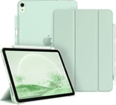 Coque Pour Ipad Air 11 Pouces 2024/Ipad Air 5/Ipad Air 4 (2022/2020) 10.9"" - [Rangement De Stylet] ¿¿Tui Transparent Mat, Housse Fine Protection Veille/R¿¿Veil Automatique, Vert Pastel