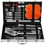 N NOBLE FAMILY 30Pcs Set Barbecue Accessoire en Acier Inoxydable de Haute Qualité - Outils Barbecue Professionnel - Divers Ensembles de Barbecue Complets - Extérieur Barbecue Kit Cadeau