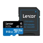 Lexar Micro-Sdxc 512 GB 633X W/Ada UHS-I minnekort