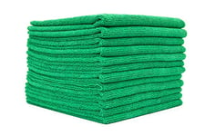 The Rag Company - All-Purpose Microfiber Terry Cleaning Towels - Commercial Grade, Highly Absorbent, Lint-Free, Streak-Free, Kitchens, Bathrooms, Offices, 300gsm, 12in x 12in, Green (12-Pack)