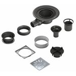 Kit de Siphon de sol - écoulement horizontal - grille carrée - Wedi Fundo 48l/m