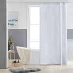 Memkey - Rideau de Douche,Blanc,Anti Moisissure,Petit,Tissu Polyester,Imperméable,Rideaux Baignoire Lavable en Machine,80 x 180cm,6 Crochets