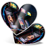 2 x Heart Stickers 7.5 cm - Retro Arcade Machine Gaming Gamer  #16088