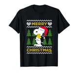 Peanuts Snoopy Hugs Merry Christmas Knit Pattern T-Shirt