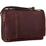 STILORD 'Elias' Sacoche Homme Cuir Vintage Sac Bandoulière Homme Design Sac en Cuir Ordinateur Portable 15,6 Pouces Besace en Cuir, Couleur:Cognac - Marron foncé