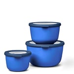 Mepal – Multi Bowl Cirqula 3-Piece Set – Food Storage Container with Lid - Suitable as Airtight Storage Box for Fridge & Freezer, Microwave Container & Servable Dish - 500, 1000, 2000ml - Vivid blue