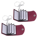 2Pcs Personalized Leather Mini Photo Album Keychain with 10 Pictures, Dark Brown