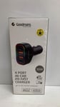 Goodmans 4 Port in-Car PD Fast Charger iPhone Android Ultra Fast Charging New