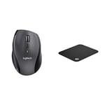 Logitech - Marathon Mouse M705 - souris sans fil USB - laser - Unifiying - argent & SteelSeries QcK Mini - Tapis de souris Gaming - 250mm x 210mm x 2mm - Tissu - Base en gomme - Noir