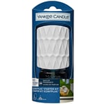 Yankee Candle ScentPlug Starter Kit | Clean Cotton Plug In Air Freshener | Up to 30 Days of Fragrance | White Organic Pattern | UK 3 pin plug