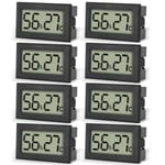 Lot de 8 thermomètres numériques d'intérieur - Mini LCD numérique - Hygromètre - Thermomètre 2 en 1 - Pour l'intérieur et l'extérieur - Pour serre, cave, chambre de bébé