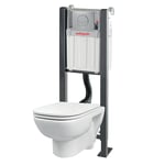 Wirquin 55722256 Pack complet WC suspendu universel Smart Rock avec cuvette et plaque de commande double chasse grise