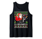 Ugly Xmas Sweater Funny Santa Riding Panther Christmas Tank Top