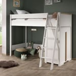 Pack - Lit Mezzanine Enfant & Armoire 2 Portes "London" Blanc