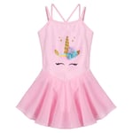 YOOJIA Freebily Kids Girls Sleeveless Ballet Dance Skirt Leotard Camisole Cartoon Tutu Dress Ballerina Dancewear Costume Pink 4