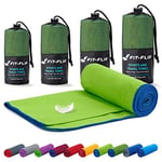 Fit-Flip Serviette Sport Musculation - Serviette Microfibre - Serviette Piscine compacte, Ultra-légère et Rapidement sèche – Serviette de Bain Microfibre (40x80cm Vert - Bordure Bleu foncé)