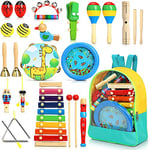 Jojoin 24PCS Instrument de Musique Enfant - Instrument de Musique Bebe avec Xylophone Tambour - Jouet Enfant Bebe 2 3 4 Ans - Bois Percussion pour Enfants - Jeux Enfants 2 3 4 Ans pour Fille Garçon