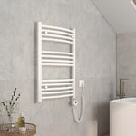 EMKE Sèche-Serviette électrique, 750 x 600 mm Blanc 300W, Radiateur sèche-Serviettes électrique Salle de Bain avec température réglable élément Chauffant