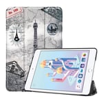 Tri-fold läderfodral till iPad Mini (2019) - Eiffeltornet Och Karta