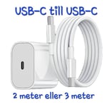 Snabbladdare för iPhone 16 Pro Adapter USB-C till USB-C Vit