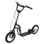 HOMCOM Kids Stunt Scooter with 12" Rubber Wheels, Adjustable Handlebar Black